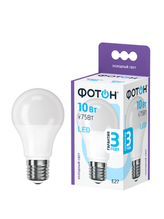 Светодиодная лампочка ФОТОН LED A60 10W E27 6500К для дома, для гостиной комнаты
