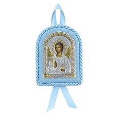 Икона АргентА детская Ангел Хранитель голубая 8х11