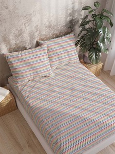 Простынь на резинке перкаль Сказка "Радужная полоска" 140x200 см