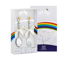 Набор детский Аргента DODO Медвежонок с позолотой с оранжевой эмалью (вилка, ложка)