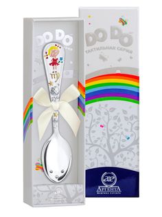 Ложка детская Аргента Зодиак-Дева с позолотой с эмалью 1148ЛЖ05808