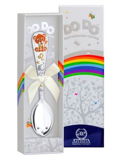 Ложка детская Аргента Зодиак-Лев с позолотой с эмалью 1133ЛЖ05808