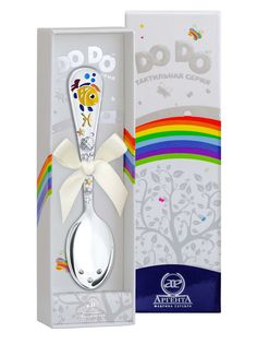 Ложка детская Аргента Зодиак-Рыбы с позолотой с эмалью 1151ЛЖ05808