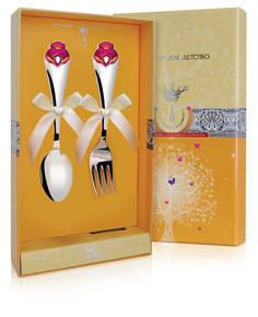 Набор детский Аргента КД Принцесса с эмалью (2 предмета вилка, ложка) 697НБ05808