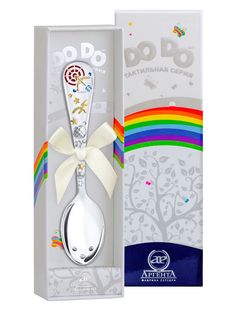 Ложка детская Аргента Зодиак-Стрелец с позолотой с эмалью 1153ЛЖ05808