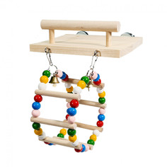 Игрушка для птиц PetStandArt Полка с жердочкой с колесом, Размер 12x14х2см