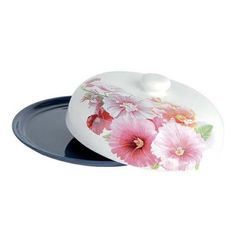 Блюдо для блинов Коралл Пышная мальва с крышкой 23 см