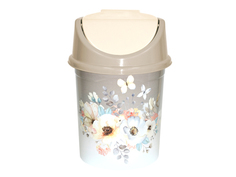 Ведро д/мусора с подвижной крышкой 14л с декором "Акварель" 1414129 Violet