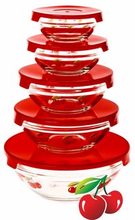 Набор стеклянных контейнеров, 10 предметов [CL-7027RD] Calve