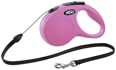 Поводок-рулетка для собак flexi New Classic трос, розовый, S, до 12 кг, 5 м