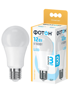 Лампочка светодиодная ФОТОН LED A60 12W E27 3000К для дома, для гостиной комнаты