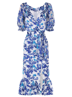 Платье из вискозы с принтом Saloni