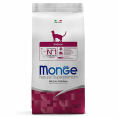 Сухой корм для кошек Monge Indoor, для домашних, курица, 1,5кг