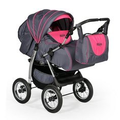 Коляска-трансформер Indigo Maximo Ma 14 темный графит, малиновый