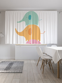 Шторы JoyArty с фотопечатью "Пирамида из слонов" из сатена, 290х180 см