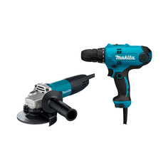 Набор сетевого инструмента Makita DK0121, дрель DF0300 + УШМ GA5030