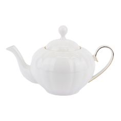 Заварочный чайник Hatori Магнолия костяной фарфор белый с золотой лентой 1,5 л
