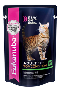 Влажный корм для кошек Eukanuba Adult Top Condition, с говядиной в соусе, 85г