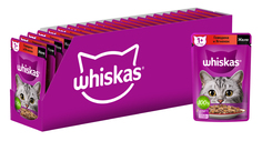 Влажный корм WHISKAS для кошек, желе с говядиной и ягненком, 28 шт по 75г
