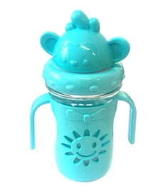 Детская бутылочка-поильник с трубочкой СОЛНЫШКО, цвет голубой 300 мл. No Brand