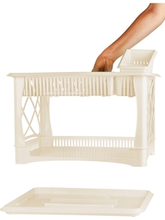 Сушилка для посуды с поддоном 2-ярусная "Лилия" с сушилкой ваниль LF1558ВН-1 Lucky Friday