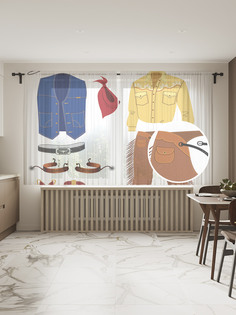 Фототюль JoyArty "Голый ковбой", 145x180 см (2 полотна со шторной лентой + 50 крючков)