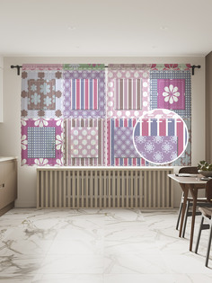 Фототюль JoyArty "Квадратный пэчворк", 145x180см (2 полотна с лентой + 50 крючков)