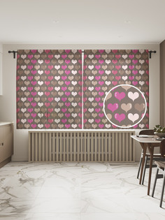 Фототюль JoyArty "Разноцветные сердца", 145x180см (2 полотна с лентой + 50 крючков)