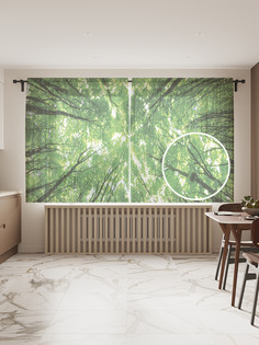 Фототюль "Лес тянется к небу", 145x180 см (2 полотна со шторной лентой + 50 крючков) Joy Arty