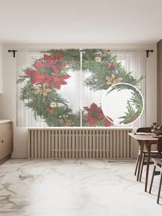 Фототюль JoyArty "Классический рождественский венок" 145x180см