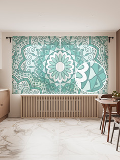 Фототюль JoyArty "Цветочнные узорные круги", 145x180см (2 полотна с лентой + 50 крючков)