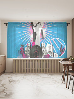 Фототюль JoyArty "Стерео музыка", 145x180 см (2 полотна со шторной лентой + 50 крючков)