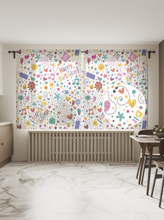 Фототюль JoyArty "Яркие брызги красок", 145x180см (2 полотна с лентой + 50 крючков)