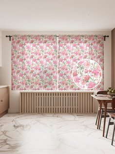 Фототюль "Розовый рай", 145x180 см (2 полотна со шторной лентой + 50 крючков) Joy Arty