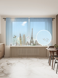 Фототюль JoyArty "Мир впечатлений", 145x180 см (2 полотна со шторной лентой + 50 крючков)