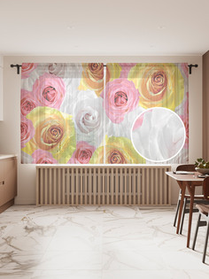 Фототюль JoyArty "Букет спелых роз", 145x180 см (2 полотна со шторной лентой + 50 крючков)