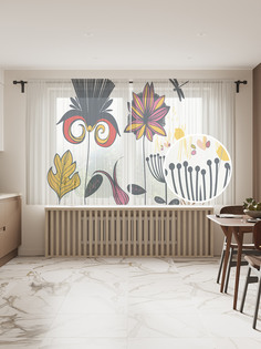 Фототюль JoyArty "Любовная флора", 145x180 см (2 полотна со шторной лентой + 50 крючков)