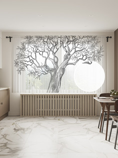 Фототюль JoyArty "Старое дерево", 145x180 см (2 полотна со шторной лентой + 50 крючков)