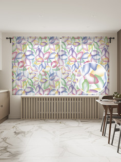 Фототюль JoyArty "Прозрачные цветные лепестки" 145x180см (2 полотна с лентой + 50 крючков)