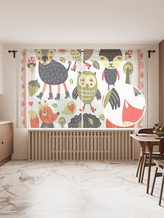 Фототюль JoyArty "Лесной праздник", 145x180 см (2 полотна со шторной лентой + 50 крючков)