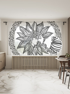 Фототюль JoyArty "Единение противоположностей" 145x180см (2 полотна с лентой + 50 крючков)