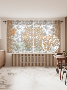 Фототюль JoyArty "Виньетки и перья", 145x180 см (2 полотна со шторной лентой + 50 крючков)