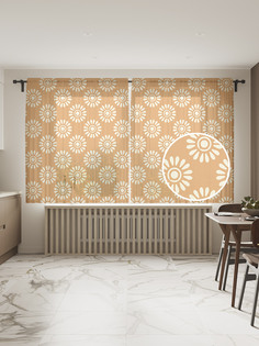 Фототюль JoyArty "Лепестковые цветы", 145x180см (2 полотна со шторной лентой + 50 крючков)