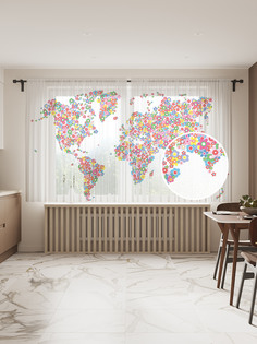 Фототюль JoyArty "Цветочный атлас", 145x180 см (2 полотна со шторной лентой + 50 крючков)