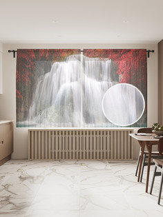 Фототюль JoyArty "Водопадный пейзаж", 145x180см (2 полотна со шторной лентой + 50 крючков)