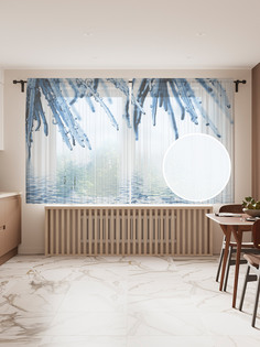 Фототюль JoyArty "Тропические льды", 145x180 см (2 полотна со шторной лентой + 50 крючков)