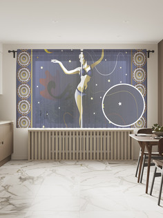 Фототюль JoyArty "Восточные танцы при луне", 145x180см (2 полотна с лентой + 50 крючков)