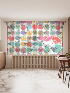 Фототюль JoyArty "Барашки", 145x180 см (2 полотна со шторной лентой + 50 крючков)