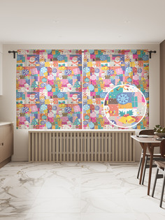 Фототюль JoyArty "Детское Рождество", 145x180см (2 полотна со шторной лентой + 50 крючков)