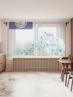 Фототюль JoyArty "Нумерация трасс", 145x180 см (2 полотна со шторной лентой + 50 крючков)